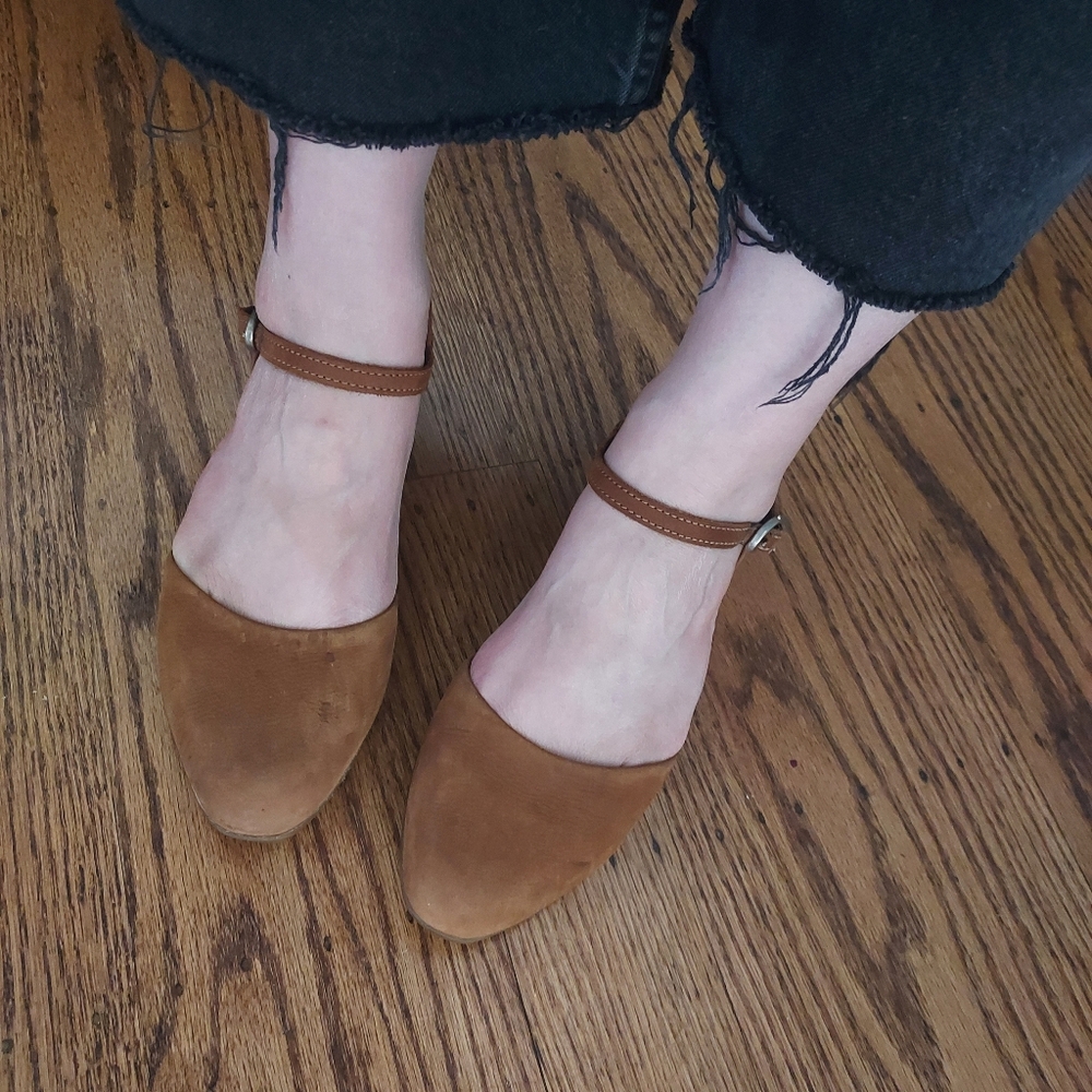 El Naturalista Stella Ankle Strap Ballet Shoes Brown Nubuck Leather 38